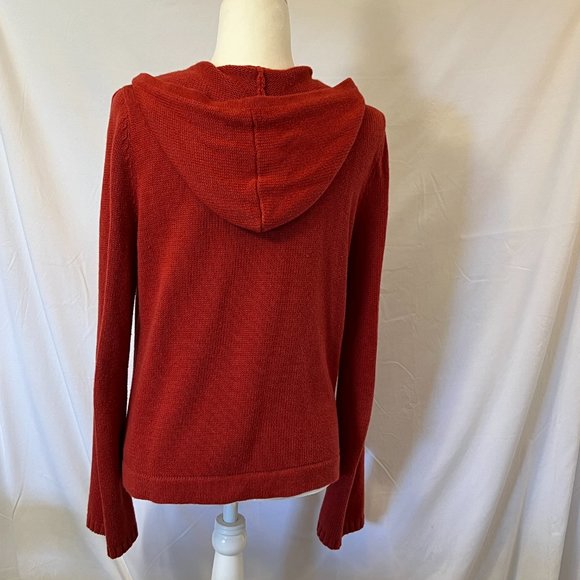 Zip up knit cardigan coral sweater with hood - Picture 3 of 4